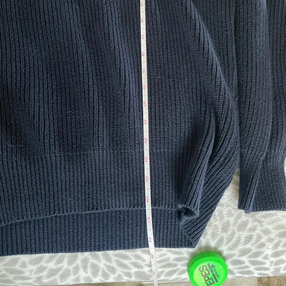 J.Crew Mens Knit Sweater Size XL Navy Blue Suede Preppy Old Money Fisherman